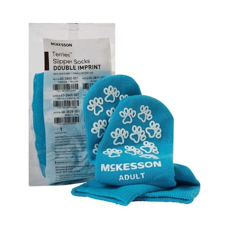 Mckesson Adult Slipper Socks, Teal 40-3828-001